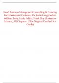 Small Business Management Launching & Growing Entrepreneurial Ventures, 20e Justin Longenecker, William Petty, Leslie Palich, Frank Hoy  (Instructor Manual All Chapters, 100% original verified, A+ Grade)