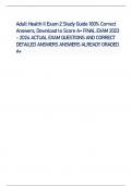 Adult Health II Exam 2 Study Guide 100% Correct Answers, Download to Score A+ FINAL EXAM 2023 - 2024 ACTUAL EXAM QUESTIONS AND CORRECT DETAILED ANSWERS ANSWERS ALREADY GRADED A+ What does right-sided CHF look like? - CORRECT ANSWER-Systemic edema What doe