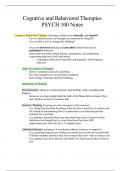 Cognitive & Behavioral Therapy PSYCH 100 Notes