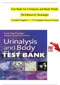 TEST BANK For Urinalysis and Body Fluids, 7th Edition by Strasinger, All Chapters 1 - 17, Complete Newest Version (100% Verified)