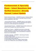 Fundamentals & Specialty  Exam – Intact Questions And  Verified Answers | Already  Passed | Latest Update