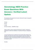 Gerontology HESI Practice Exam Questions With  Answers | Verified Latest  Update