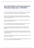 Nurs 6501 Walden University Advanced Pathophysiology Quiz 1- 2023/2024 