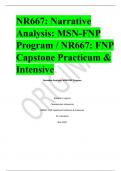 NR667: Narrative Analysis: MSN-FNP Program / NR667: FNP Capstone Practicum & Intensive Narrative Analysis: MSN-FNP Program Brandie L Ingram Chamberlain University NR667: FNP Capstone Practicum & Intensive Dr. Hampton Nov 2021 1 Narrative Analysis: