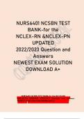 NURS6401 NCSBN TEST  BANK-for the NCLEX-RN &NCLEX-PN  UPDATED 2022/2023 Question and  Answers NEWEST EXAM SOLUTION  DOWNLOAD A+