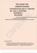 TEST BANK FOR  UNDERSTANDING  PATHOPHYSIOLOGY 6TH EDITION BY: SUE E. HUETHER;  KATHRYN L.  MCCANCE PART ONE: BASIC CONCEPTS OF PATHOPHYSIOLOGY CHAPTER 01: CELLULAR BIOLOGY HUETHER & MCCANCE: UNDERSTANDING PATHOPHYSIOLOGY, 6TH EDITION