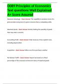 D089 Principles of Economics Test questions Well Explained A+ Score Assured