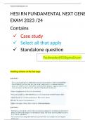 HESI RN FUNDAMENTAL NEXT GENERATION EXAM 2023 /24   UPDATE