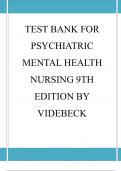 Test Bank For Psychiatric Mental Health Nursing 9th Edition By Videbeck