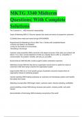 MKTG 3340 Midterm Questions| With Complete Solutions