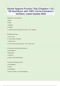 Dental Hygiene Practice Test (Chapters 1-5) | 150 Questions with 100% Correct Answers | Verified | Latest Update 2024 | 23 Pages