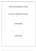 NR 574 EXAM PREP LATEST ACUTE CARE PRACTICUM I ANSWERED 20232024