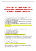 HESI EXIT V2 EXAM REAL 160  QUESTIONS COMBINED| VERIFIED |  ALREADY PASSED GRADED A