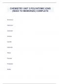 CHEMISTRY UNIT 5 POLYATOMIC IONS (NEED TO MEMORIZE) COMPLETE
