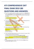 ATI COMPREHENSIVE EXIT FINAL EXAM 2019 180 QUESTIONS AND ANSWERS. 