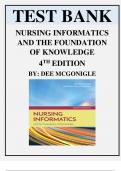 TEST BANK FOR NURSING INFORMATICS AND THE FOUNDATION OF KNOWLEDGE 4TH EDITION BY DEE MCGONIGLE