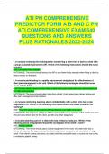 ATI PN COMPREHENSIVE PREDICTOR FORM A B AND C PN ATI COMPREHENSIVE EXAM 540 QUESTIONS AND ANSWERS PLUS RATIONALES 2022-2024