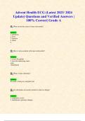 Advent Health ECG (Latest 2023/ 2024 Update) Questions and Verified Answers | 100% Correct| Grade A