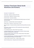 Fashion Final Exam Study Guide Questions and Answers.