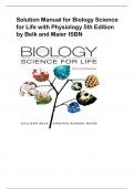 Solution Manual for Biology Science  for Life with Physiology 5th Edition  by Belk and Maier ISBN