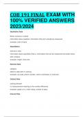 COB 191 FINAL EXAM WITH  100% VERIFIED ANSWERS  2023/2024