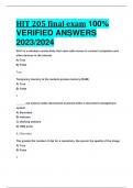 HIT 205 final exam 100%  VERIFIED ANSWERS  2023/2024