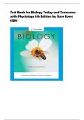 Test Bank for Biology Today and Tomorrow  with Physiology 5th Edition by Starr Evers  ISBN