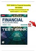 TEST BANK for Financial Accounting, 13th Edition by C William Thomas and Wendy M. Tietz Verified Chapters 1 - 12, Complete Newest Version