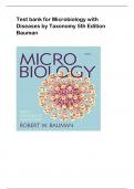 Test bank for Microbiology with  Diseases by Taxonomy 5th Edition  Bauman