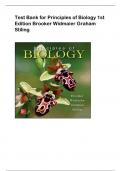 Test Bank for Principles of Biology 1st  Edition Brooker Widmaier Graham  Stiling