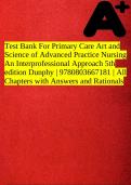 Test Bank For Primary Care Art and Science of Advanced Practice Nursing An Interprofessional Approach 5th edition Dunphy | 9780803667181 | All Chapters with Answers and Rationals