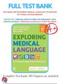 Test Bank For Exploring Medical Language 11th Edition by Myrna LaFleur Brooks