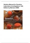 Solution Manual for Genetics Laboratory Investigations 14th Edition by Mertens ISBN