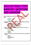 2023 ATI TEAS 7 TEST BANK350 QUESTIONS AND ANSWERS