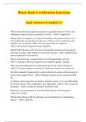 Blood Bank Certification Questions And Answers Graded A+