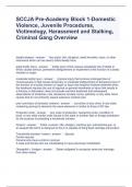 SCCJA Pre-Academy Block 1-Domestic Violence, Juvenile Procedures, Victimology, Harassment and Stalking, Criminal Gang Overview