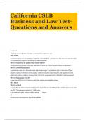 California CSLB Business and Law Test- Questions and Answers