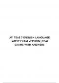 ATI TEAS 7 ENGLISH LANGUAGE LATEST EXAM VERSION  REAL EXAMS WITH ANSWERS 