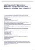 MENTAL HEALTH TECHNICIAN PRACTICE EXAM QUESTIONS AND ANSWERS VERIFIED 100% CORRECT!!