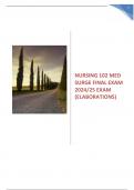 NURSING 102 MED SURGE FINAL EXAM 2024/25 EXAM (ELABORATIONS)