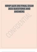 NRNP 6635 250 FINAL EXAM 2023 QUESTIONS AND ANSWERS.