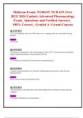 Midterm Exam: NUR635/ NUR 635 (New 2023/ 2024 Update) Advanced Pharmacology  Exam_ Questions and Verified Answers_ 100% Correct_ Graded A- Grand Canyon  