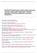 NC BLET State Exam EXAM LATEST 2023-2024  ACTUAL EXAM QUESTIONS AND CORRECT  ANSWERS (VERIFIED ANSWERS) |ALREADY  GRADED A