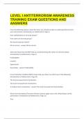 LEVEL I ANTITERRORISM AWARENESS TRAINING EXAM QUESTIONS AND ANSWERS.