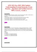 AINS 102 (New 2023/ 2024 Update) Understanding Personal Insurance Exam  Practice _ Questions and Verified Answers_ 100% Correct_ Grade A 