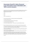 Guarantee ExamFX, Idaho Personal Lines Simulation Exam 2023/2024 with 100% correct answers