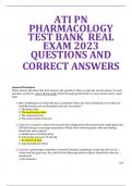 ATI PN  PHARMACOLOGY  TEST BANK  REAL EXAM 2023  QUESTIONS AND  CORRECT ANSWERS   