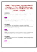 ATI RN Concept-Based Assessment Level 3  Practice A V2 (New 2023/ 2024) Questions and Verified Answers with Rationales| 100% Correct| Graded A 