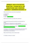 NEWEST 2024 STATISTICS CHAPTER 1 EXAM WITH 100 QUESTIONS AND VERIFIED CORRECT ANSWERS/GRADED A+ 