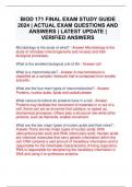 BIOD 171 FINAL EXAM STUDY GUIDE 2024 | ACTUAL EXAM QUESTIONS AND ANSWERS | LATEST UPDATE | VERIFIED ANSWERS